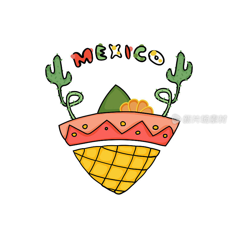 标志墨西哥- Cinco De Mayo -手绘涂鸦